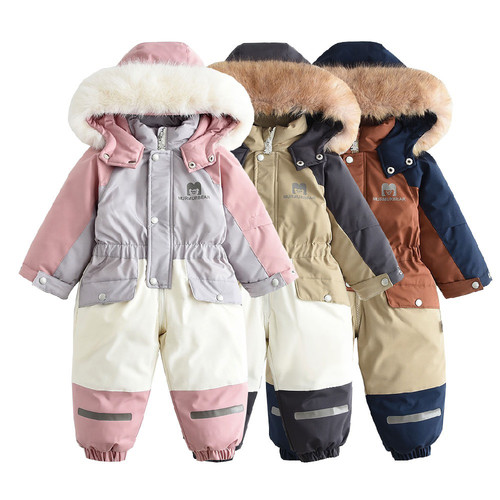 宝宝特厚滑雪服婴幼儿爬服连体衣外出服防风防水儿童冬季工作服