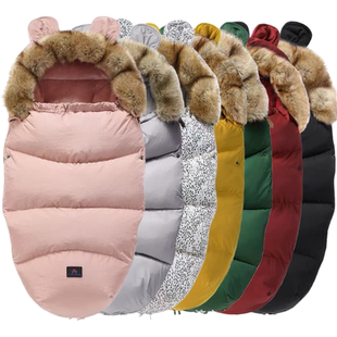 婴儿睡袋冬季加厚加绒宝宝防踢被保暖外出新生儿推车抱被初生包被