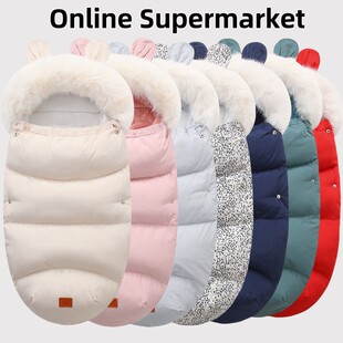婴儿睡袋宝宝秋冬加绒加厚防寒外出抱被推车通用睡袋新生儿防风