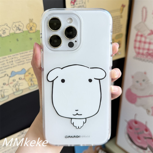 可爱韩国小白狗双层磨砂手机壳