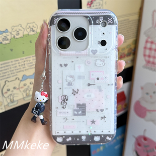 MMkeke韩风ins轻亚风y2k古早音符星星猫咪适用iPhone17promax双层imd手机壳苹果16pro保护套15pm萌物14小众13
