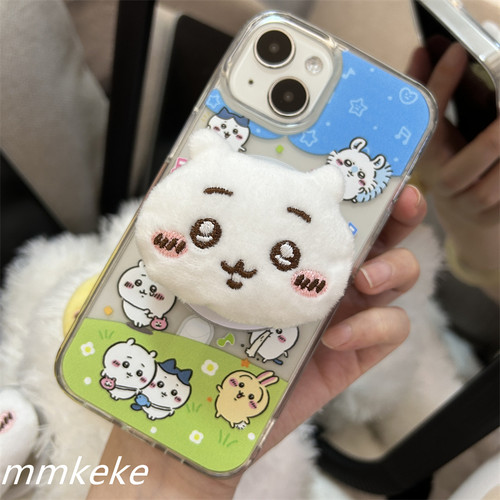 MMKEKE可爱毛绒吉伊卡哇小八乌萨奇磁吸支架适用苹果16promax手机壳iPhone15pro动漫13防摔12治愈11卡通14PM