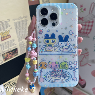 MMkeke可爱萌物ins古早感小蛋糕拓麻歌子麻美吉链条适用iPhone16promax双层imd手机壳14pro苹果15PM保护套13