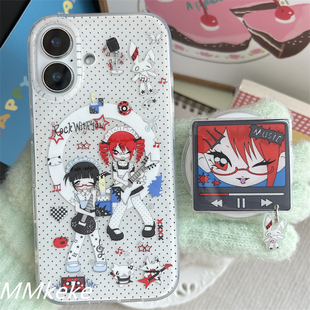 MMkeke时髦古早甜酷轻亚风摇滚乐团美少女支架适用iPhone17promax双层磁吸手机壳苹果16pro保护套15pm小众13