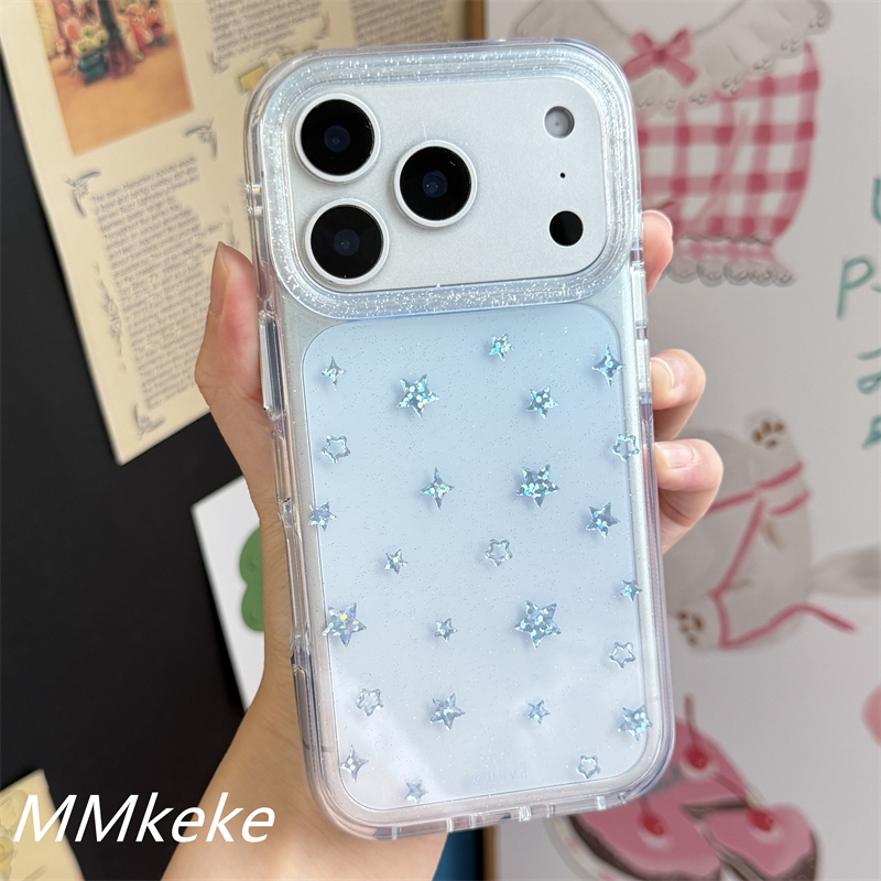 MMkeke韩风ins小众清冷感冬季氛围闪粉星星适用苹果16promax双层imd手机壳iphone17pro保护套15pm简约14新13