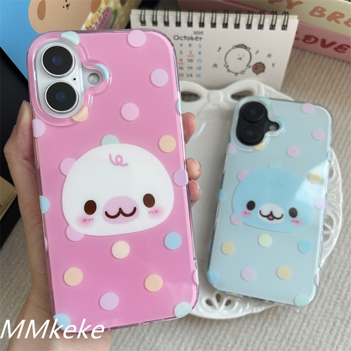 彩色波点豆芝麻海豹情侣手机壳