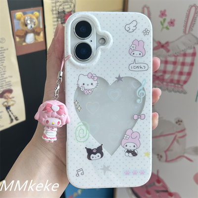 可爱波点爱心镂空手机壳