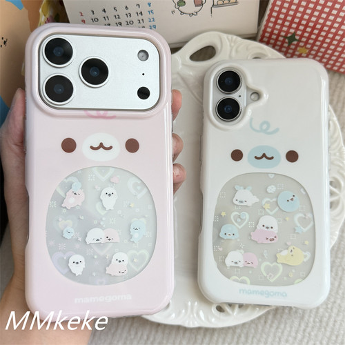 可爱豆芝麻海豹情侣手机壳