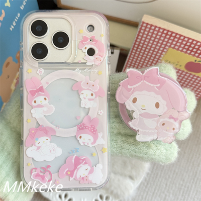 可爱粉色美乐蒂双层磁吸手机壳