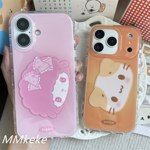 可爱棉花糖猫小羊双层手机壳