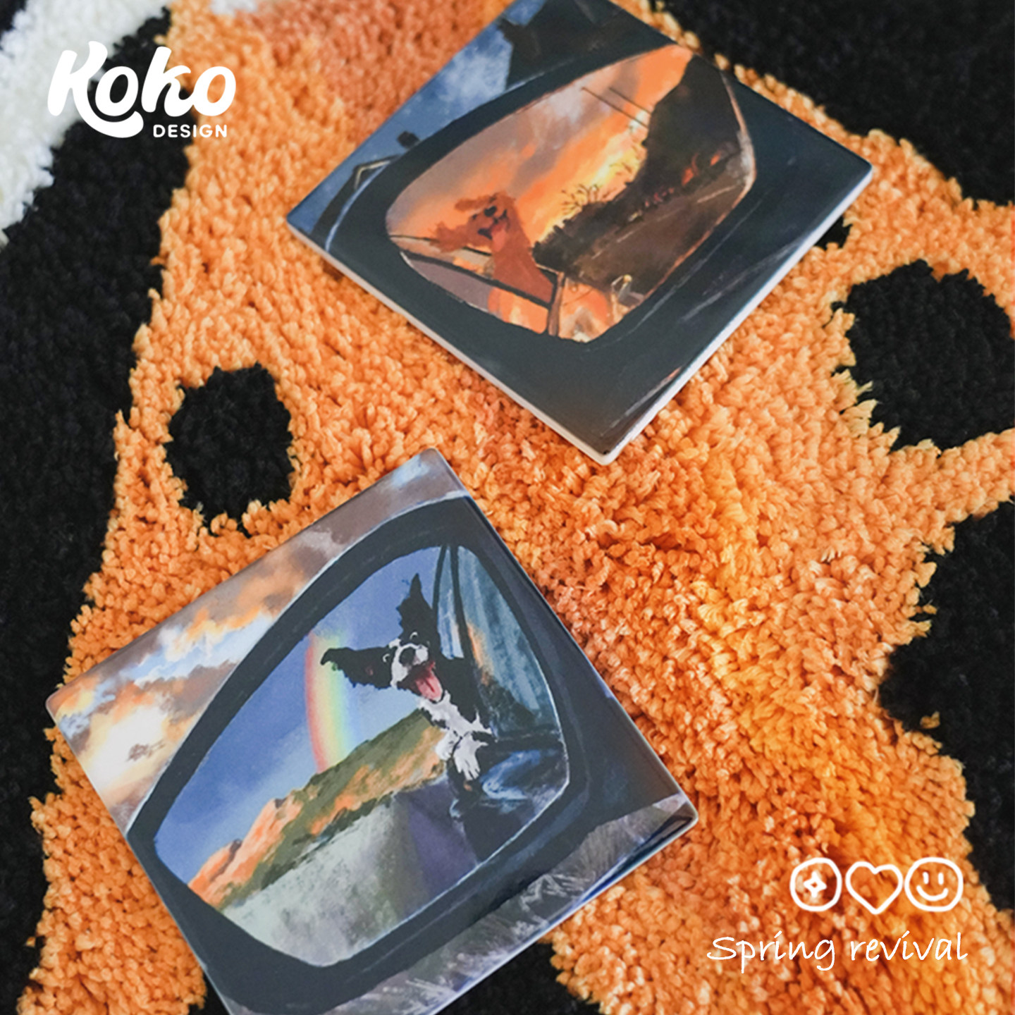 kokodesign快乐小狗系列陶瓷杯垫