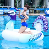 孔雀浮排成人儿童充气游泳圈浮床水上运动用品创意泳池充气玩具