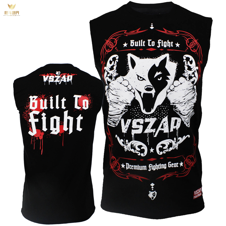 VSZAP無袖背心T恤MMA武林風昆侖決搏擊格斗健身泰拳擊UFC運動男
