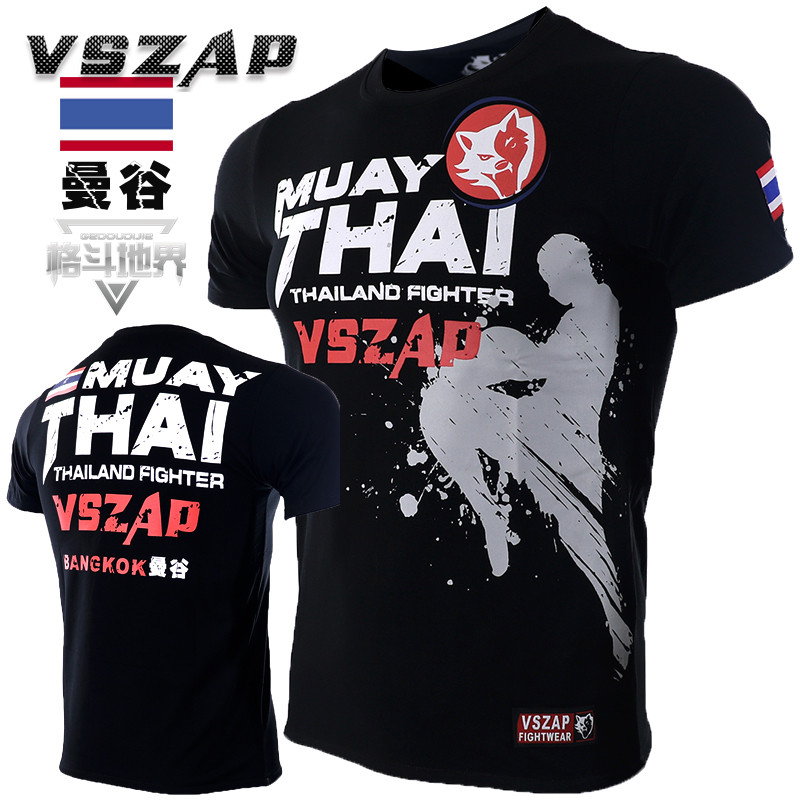 VSZAP泰拳服健身短袖T恤MMA昆侖決搏擊格斗武林風UFC播求雅桑克萊