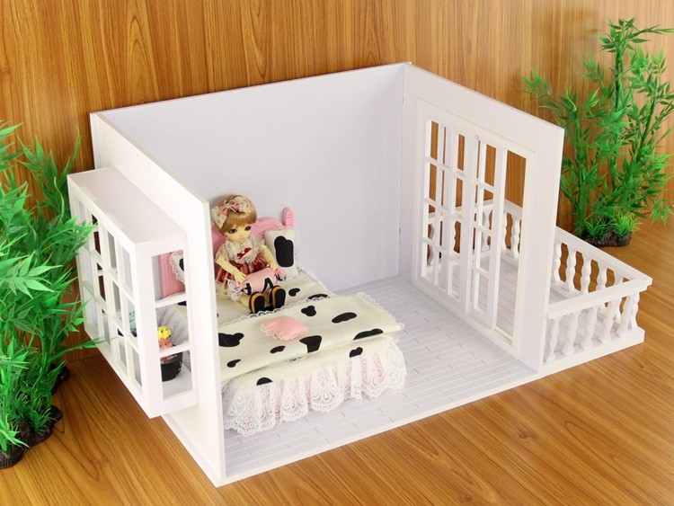 定制8分12分bjd娃娃屋ob11带阳台小屋手工娃屋子娃娃拍照展示场景