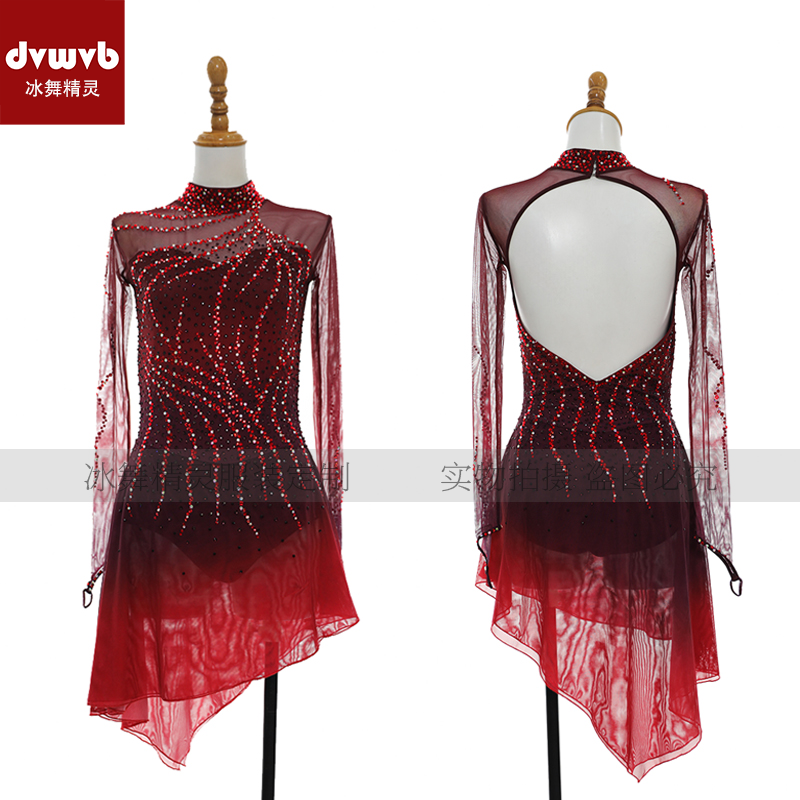 定制花样滑冰表演服定制女童轮滑