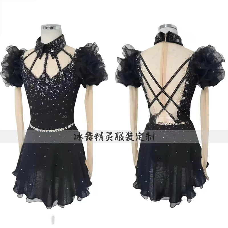 定制花样滑冰表演服定制女童溜冰裙儿童成人比赛服考级服K224