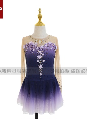 定制花样滑冰表演服定制女童轮滑溜冰裙儿童成人比赛考级服K076