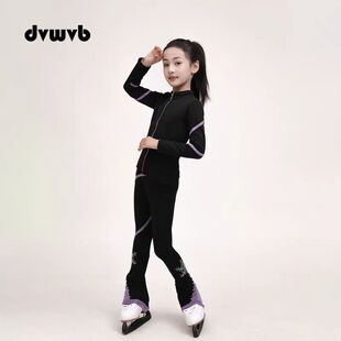 冬季加绒花样滑冰训练服 螺旋纹彩色套装 烫钻 D491