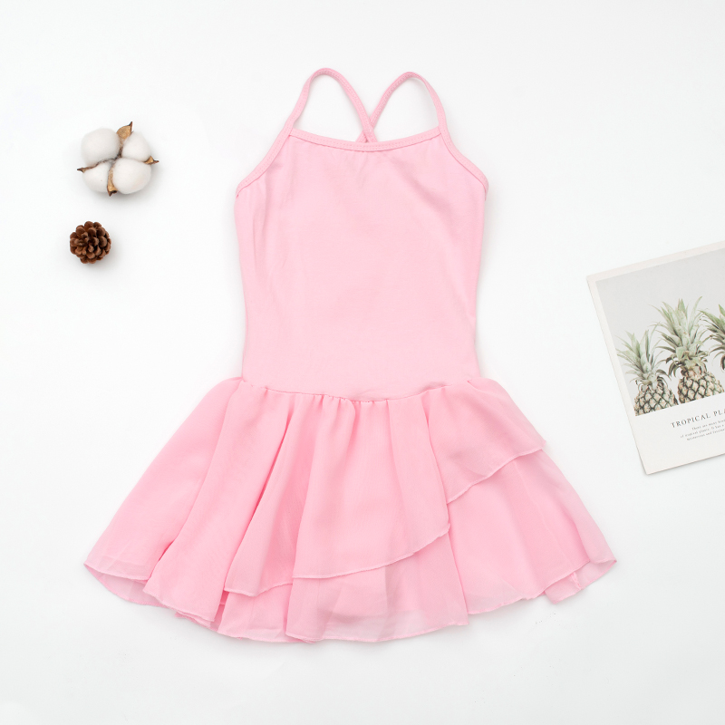 儿童吊带连体雪纺裙子夏季考级练功服女童开裆舞蹈服芭蕾舞跳舞服