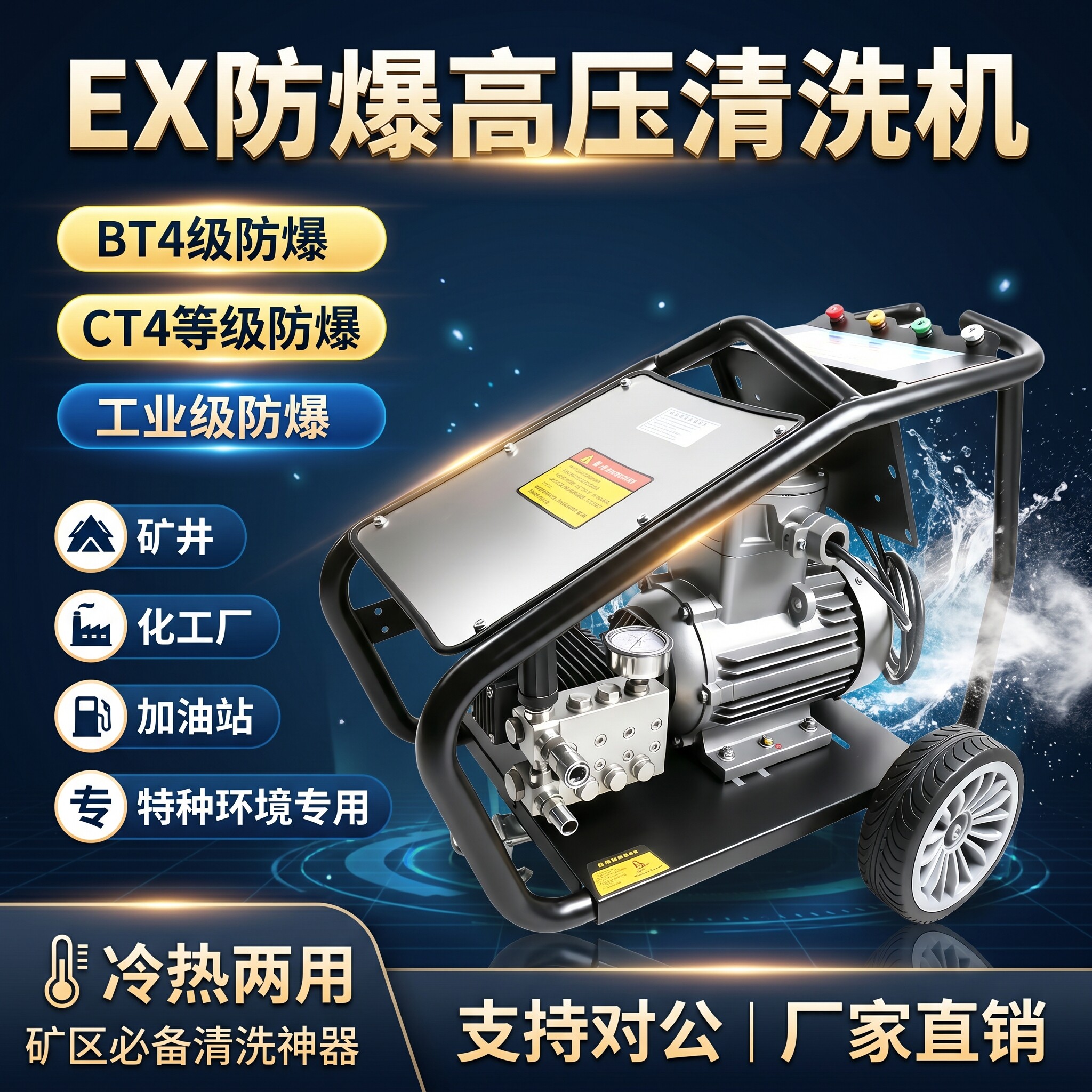 黑猫不锈钢防爆高压清洗机冷热水