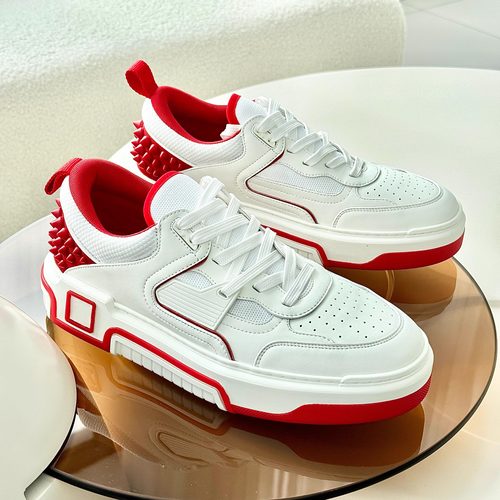 cl男鞋铆钉红底鞋一脚蹬厚底板鞋