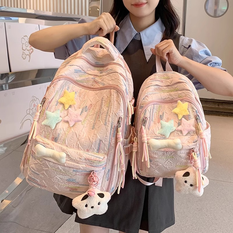日本lp双肩包初中女生小学生韩版森系大容量背包高颜值轻便书包