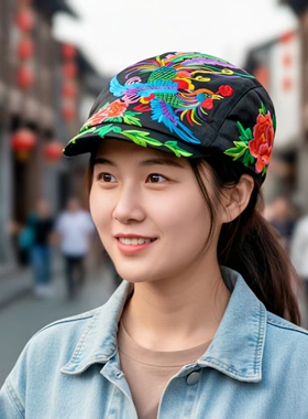 民族风重工刺绣女士遮阳鸭舌帽