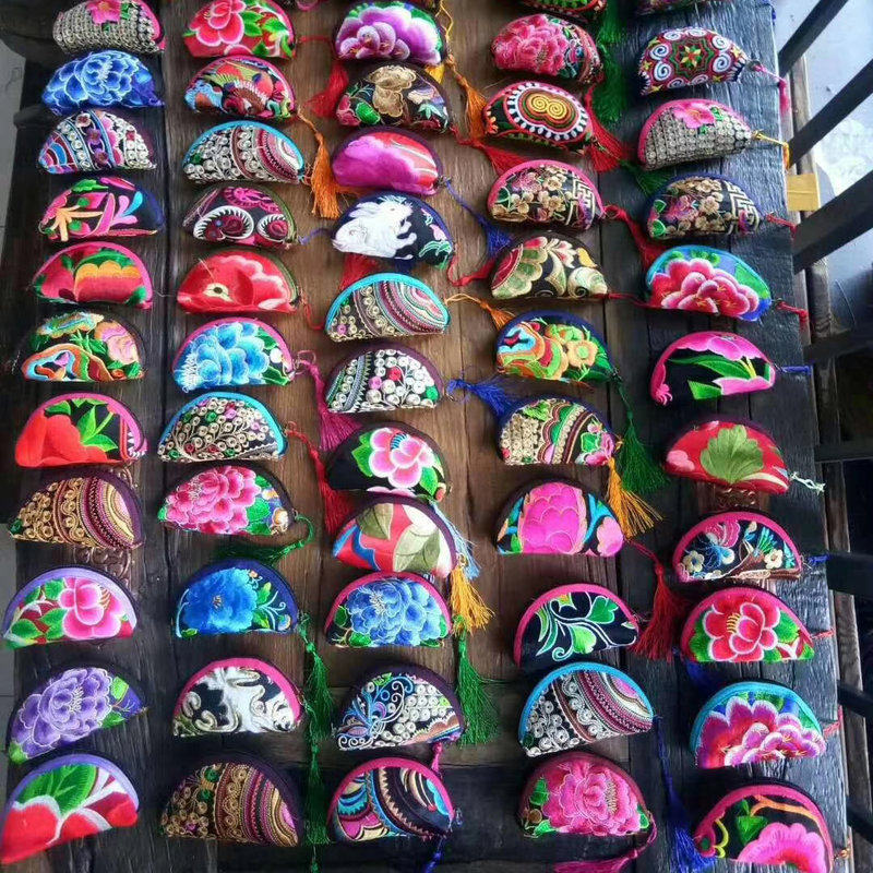 2025年新款民族风钥匙包手拎包刺绣花包手拎包手挽小包便捷零钱包,箱包皮具/热销女包/男包,钥匙包,淘宝优惠券,粉丝福利购,淘宝优惠卷