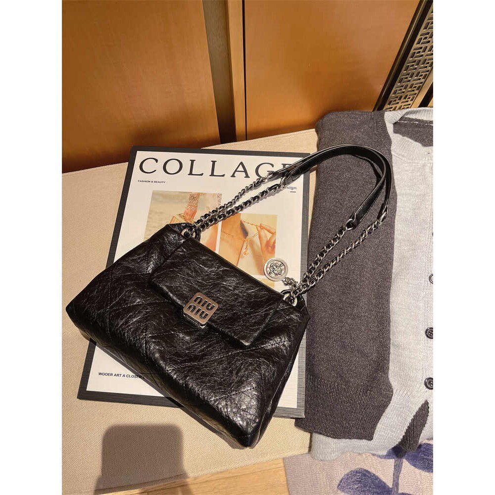 香港小香风菱格腋下包2025新款大容量真皮链条包女通勤单肩斜挎包