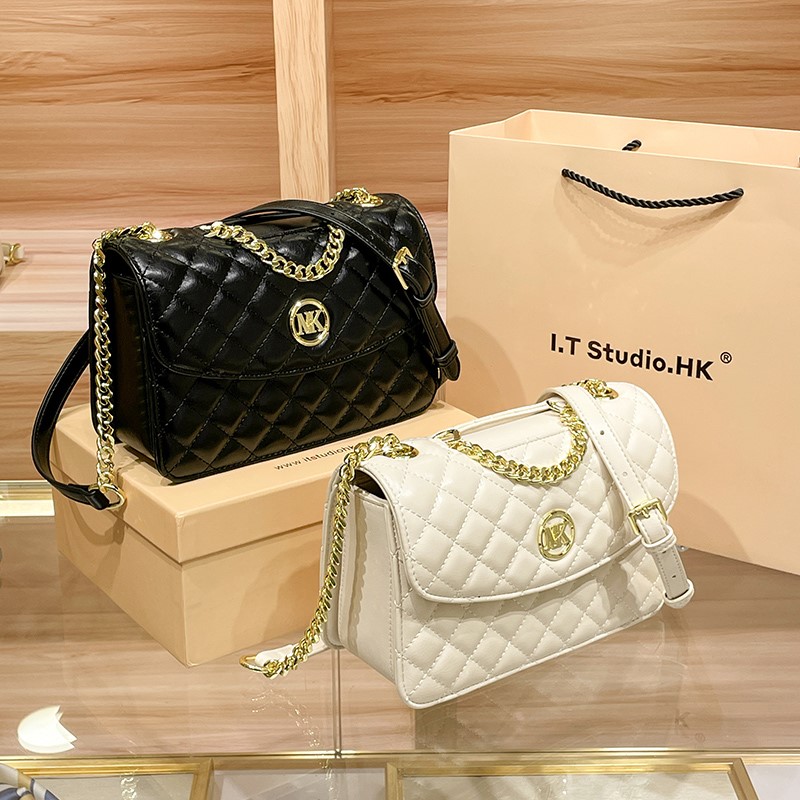 MK潮流正品菱格链条包真皮女包2025新款百搭轻奢时尚百搭斜挎包女