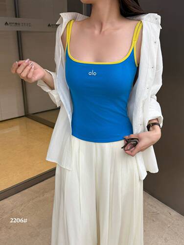 2206撞色字母刺绣吊带背心女夏季外穿内搭打底衫辣妹性感上衣