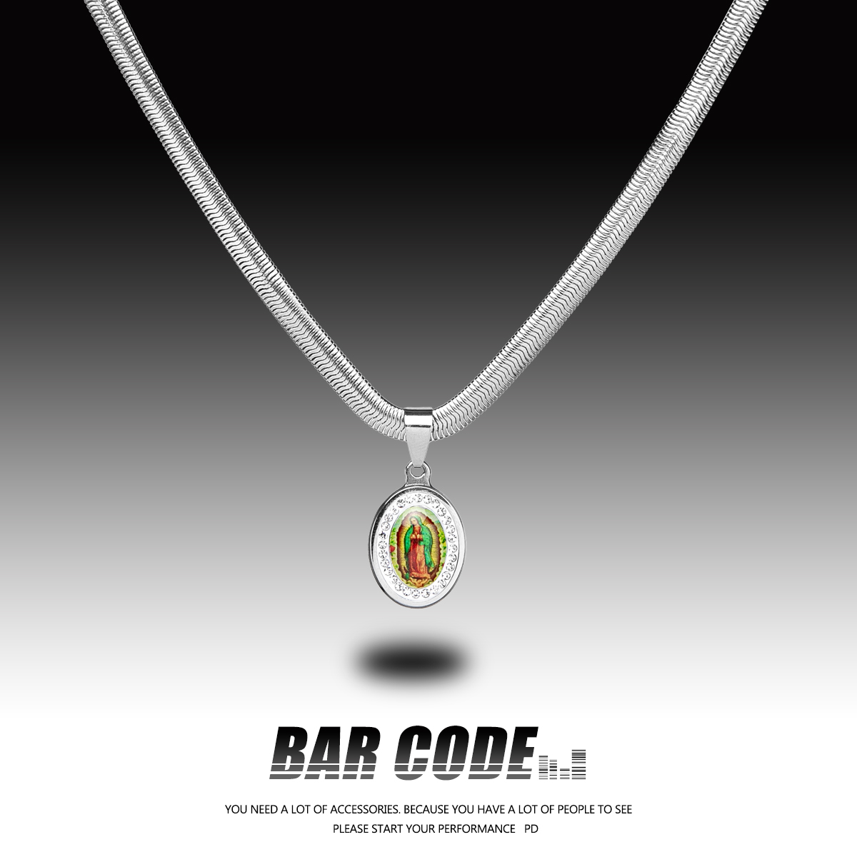 BAR CODE 欧美风人像个性项链男潮小众轻奢简约百搭蛇骨链配饰女