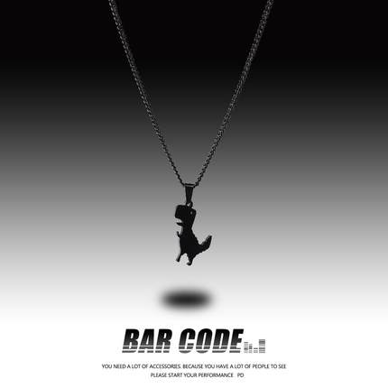 BAR CODE 黑色小恐龙钛钢项链ins简约个性百搭学生男女情侣吊坠潮