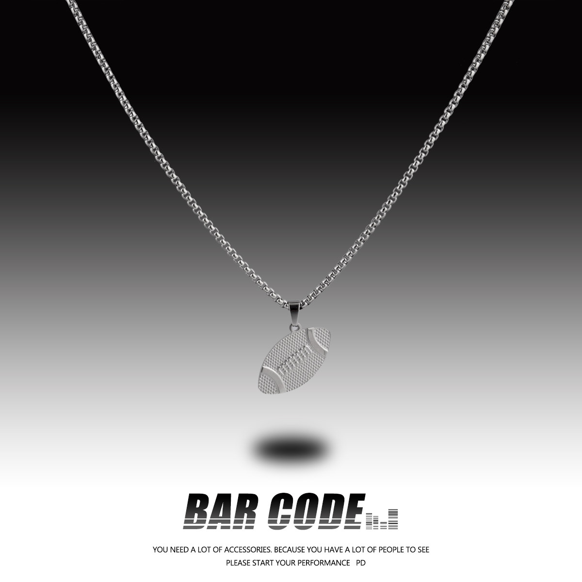 钛钢橄榄球方珠链男女运动风