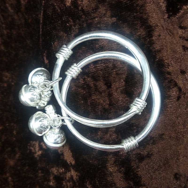 定制儿童999纯足银手镯男女满月送礼宝宝小孩子公主婴儿大童一对