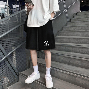 运动休闲沙滩裤 五分裤 春夏季 青年宽松美式 NY纯棉短裤 潮牌卫裤 男士