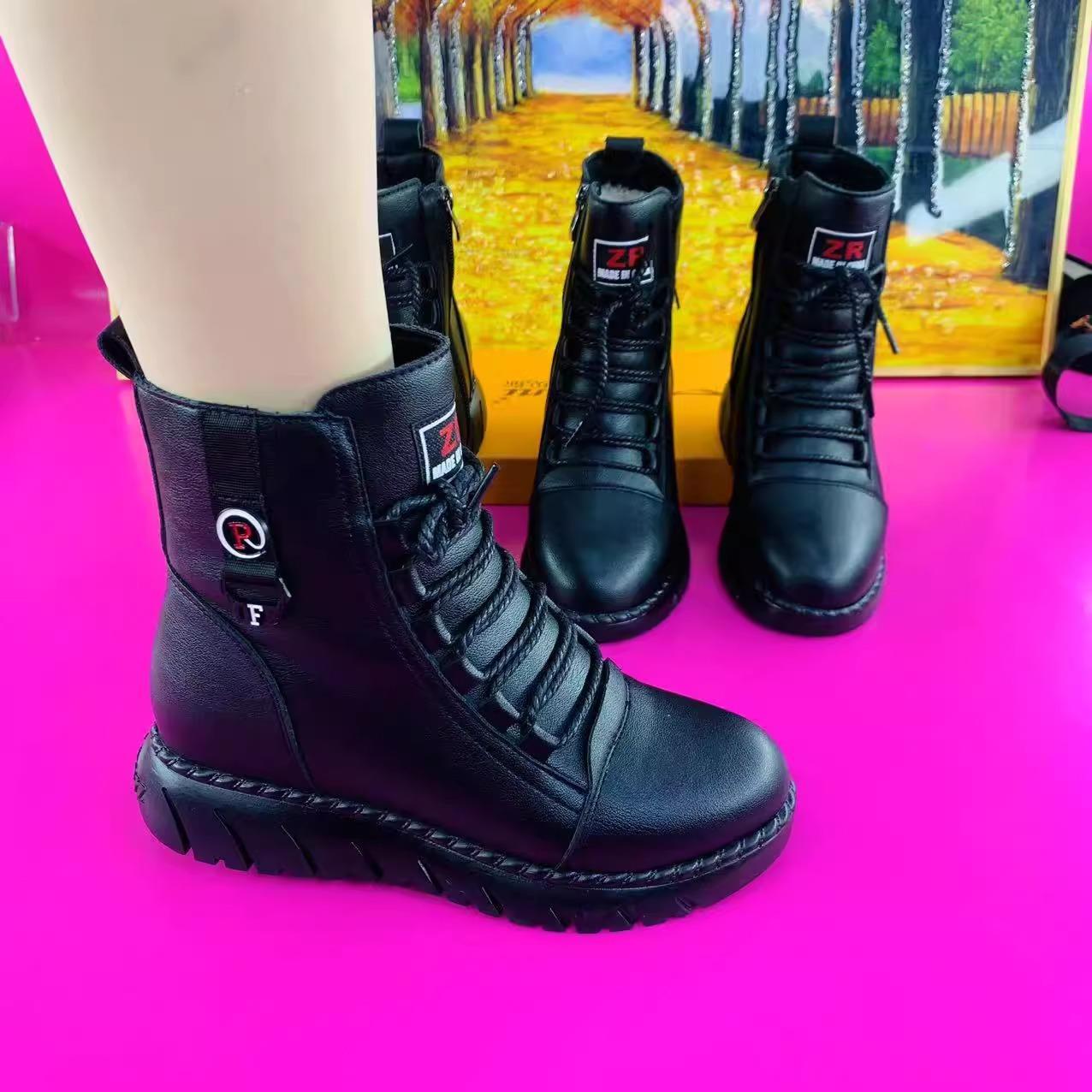 断码真皮厚底马丁靴女2025新款冬季加绒加厚棉靴防滑百搭保暖短靴