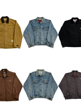 vintage古着美式复古中古港风棒球服工装阿美咔叽男女外套S44