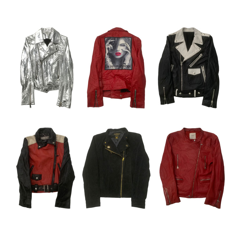 vintage古着阿美咔叽修身美式机车斜拉链真皮皮衣夹克外套女款P49