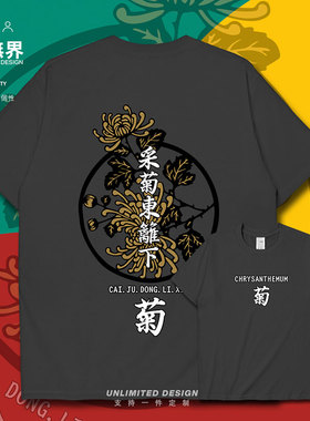中国风ins国潮原创设计纯棉短袖T恤衣服采菊东篱下夏0004设 无界