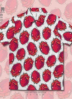 手绘人体器官心脏标本小众设计感大码速干polo衫男女0018设 无界