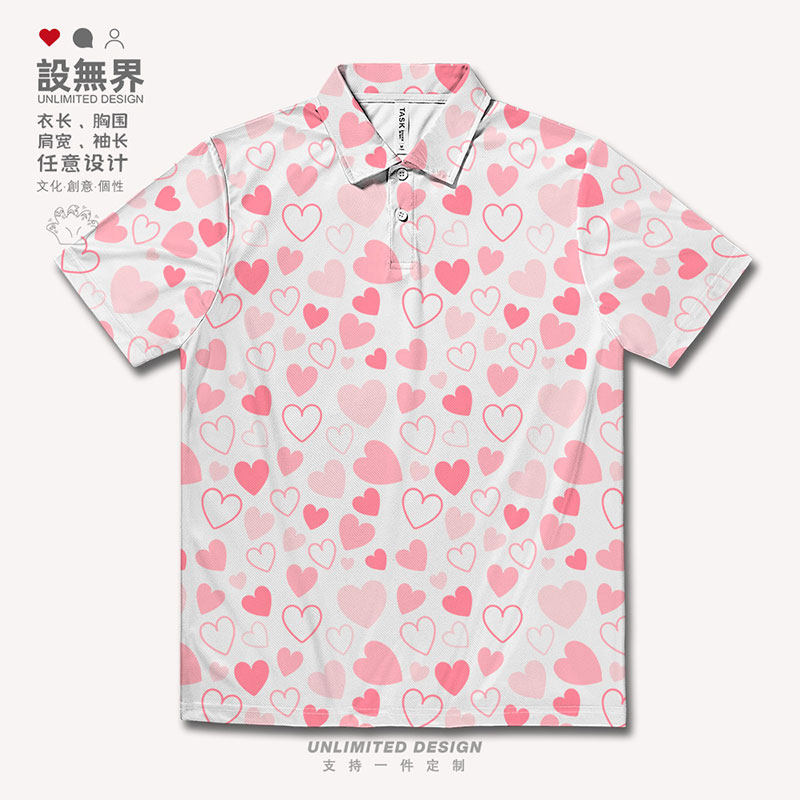 日系原宿风爱心甜美ch速干polo衫