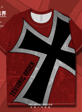 条顿骑士团德意志铁十字普鲁士速干T恤男女体恤衣服夏000A设 无界