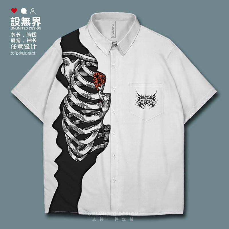 万圣节不死者骷髅创意3D短袖衬衫