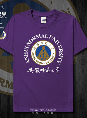 安徽师范大学校徽校友班服短袖T恤男女学生运动夏衣服宽松设 无界