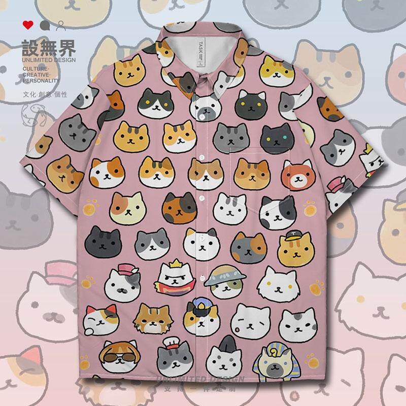 小清新可爱胖脸趣味无界短袖衬衫