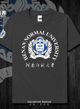 河南师范大学校徽毕业纪念衫短袖T恤男女学生定制宽松体恤设 无界