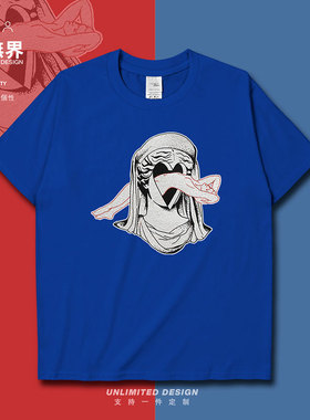 蒸汽波ins艺术周边女石膏像纯棉短袖T恤男女夏季定制0004设 无界