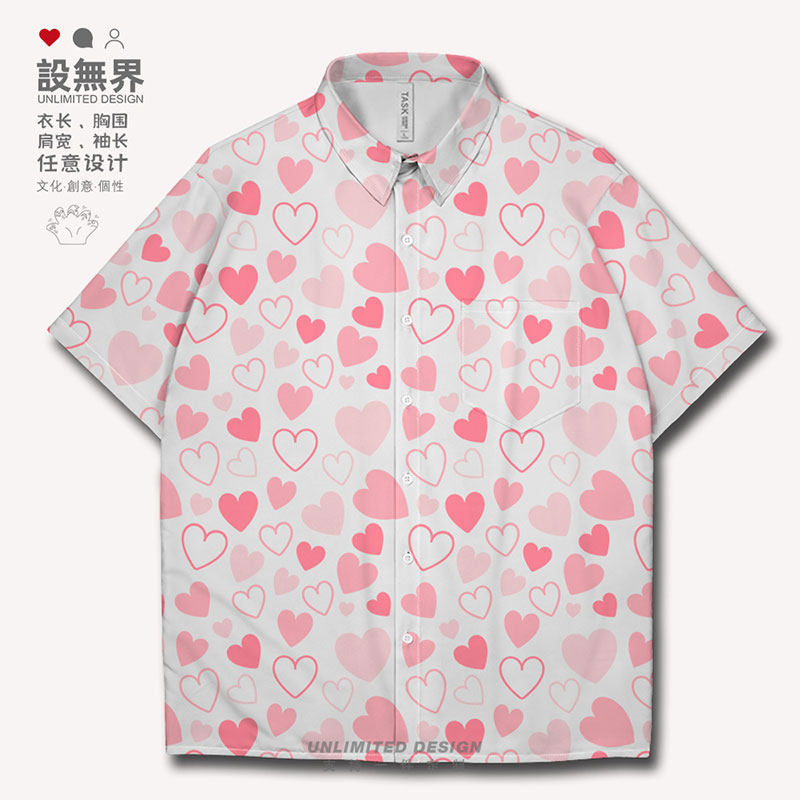 日系原宿风爱心甜美chic短袖衬衫